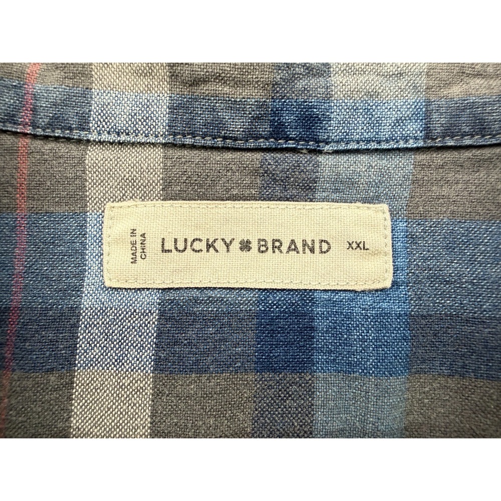Lucky Brand Western Pearl Snap Shirt Blue Grey Plaid 7M44147 | Men's XXL - Picture 2 of 16